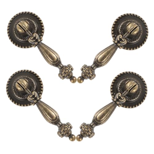 OUNONA 4個 ?古古??孔拉手 キャビネット取っ手 引き出し用ハンドル 欧州アンティーク風 衣装ダンス 家具用シンプルデザイン