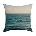 AMDXD Housse Coussin 45x45, Housse Coussin Salon de Jardin Bleu Mer Modèlemaison Taie Oreiller (Lin, 4Pcs)