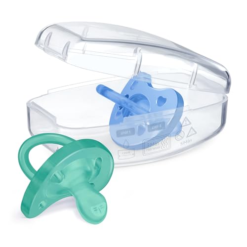 Image of Chicco PhysioForma Orthodontic Pacifier for Babies 6-16 Months, 100% Soft Silicone, BPA Free & Breathing Support, 2-Pack with Sterilizing Case, Blue /Green (Pack of 6)