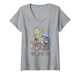 Womens Sesame Street Colorful Group V-Neck T-Shirt