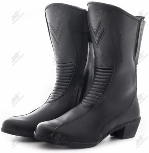 Frank Thomas EW-01 ISABELLA LADIES WATERPROOF MOTORCYCLE BOOTS HIGH HEELS WOMENS MOTORBIKE BOOT BLACK J&S (EURO
