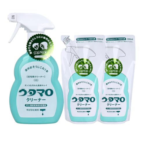 ウタマロ クリーナー 住宅用クリーナー 本体 400mL & 詰換え用350mL セット 詰換え室内掃除洗剤 油汚れ 界面活性剤 酵素配合 無香料 ノンアルコール 洗浄力 除菌 植物性成分 安全性 人気商品 コストパフォーマンス 業務用アルカリ性水溶性 (