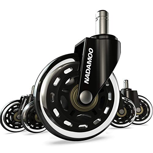 NADAMOO Office Chair Caster Wheels Replacement (Set of 5), Roller Blade Style With 11mm Standard Stem Size, Heavy Duty Smooth & Silent Desk Chair Casters