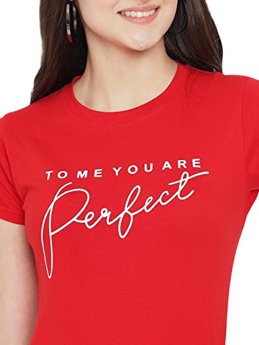 Image of Preneum Women's Cotton Regular Fit Graphic Stylish Printed Short Sleeves Casual T-Shirt |Trend & Styles