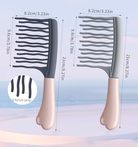 Pack de 2 peines para cabello rizado con mango ergonómico miniatura 2