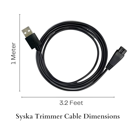 Image of Upix USB Syska Trimmer Charging Cable 1 Meter (3.2 Feet), Compatible Only for Syska Trimmer, Shavers, Body Groomers (Match Cable Port before Ordering, Check Images) (Works with 5V USB Adapter Only)