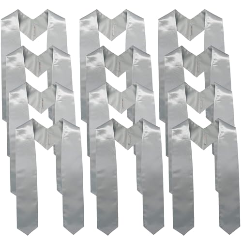 Image of GraduationMall 12 Pieces 72 Inch Plain Graduation Stole Bulk Sublimation Blank Honor Graduation Sash Unisex Adult