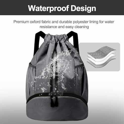 Image of Leosportz Sports Drawstring Bag Backpack for Men Women - Basketball Bag Gym Backpack Dedicated Shoe Compartment | Waterproof Large Space Gym Bag