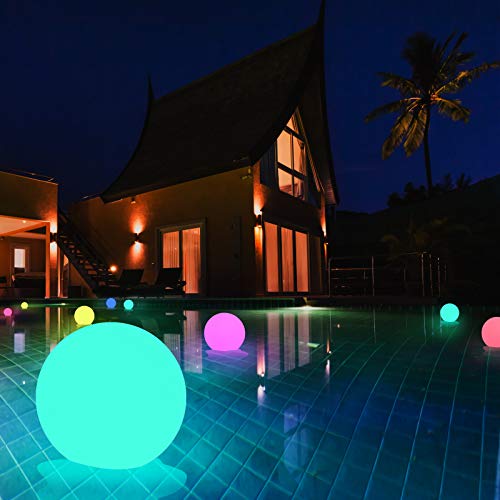 4 Stück Pool LED Ball Licht, Swonuk Wasserdicht IP67 Unterwasser Licht, RGB Multi Farbwechsel Leuchten mit RF-Fernbedienung für Pooldekor im Freien, Badespielzeug, Nachtlicht, Weihnachtsdekoration