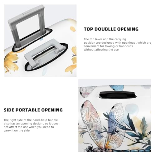 Dragonfly Flower Elastic Travel Luggage Cover, Washable Spandex Suitcase Protector, Anti-Scratch Fits 18-32 Inch 5