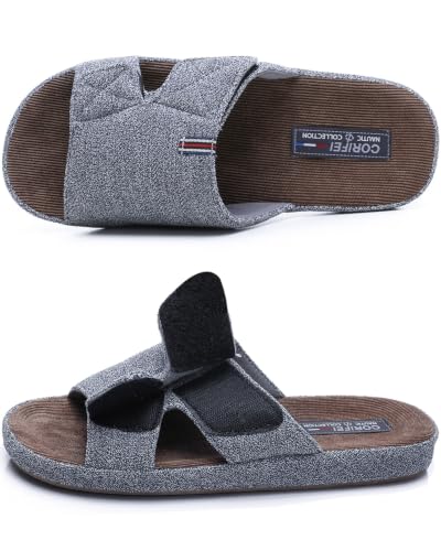 Image of House Slippers for Men Open Toe with Low Arch Support Rubber Sole