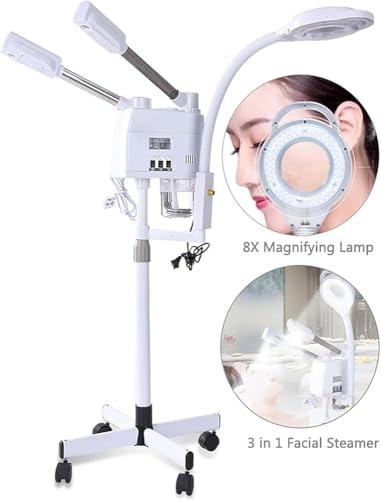 Lampa do gotowania na parze do salonu spa, profesjonalny sprzęt do pielęgnacji skóry 3 w 1, regulowana wysokość, łatwe poruszanie się z 4 rolkami