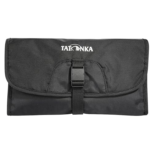 Tatonka Small Travelcare Kulturbeutel - Flache Waschtasche zum Aufhängen mit Fächern und Spiegel - 25 x 17 x 4 cm (Black)