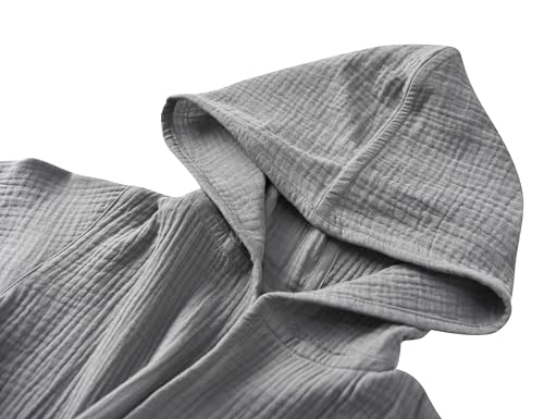 Image of TADO MUSLIN Organic Cotton Toddler Bathrobe, Soft and Breathable Baby Robe for Kid, Boy& Girl Hooded Robe Muslin