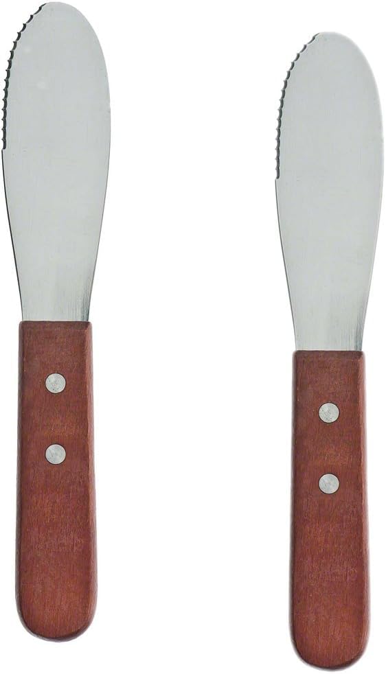 Fonteme 3.5-inch Butter Spreader Knives | Wide Blade Stainless Steel Spreader Knife | Wooden Handle Spreading Knives | Sandwich Condiment Spreader | 3.5
