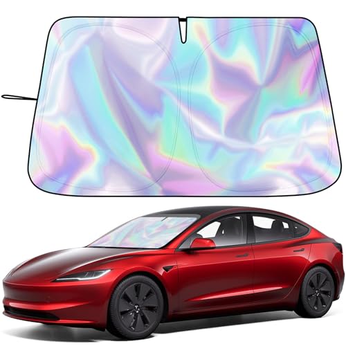 Car Windshield Sunshade for Tesla Model Y/3 - Folding Front Window Sun Shade Cover with Upgraded UV Protection Fabric