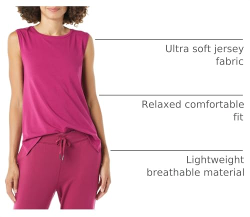 Amazon Essentials Women's Soft Breathable Cotton Relaxed-Fit Yoga Tank Top for Sports Wear (Available in Plus Size), Plum, Large - image 3
