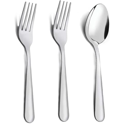 Unokit 48-piece Forks and Spoons Set, contain 12 spoons and 36 forks, Mirror Polished, Spoons and Forks Set for Restaurants/Hotels/Canteens/Cafeteria, Dishwasher Safe Cover