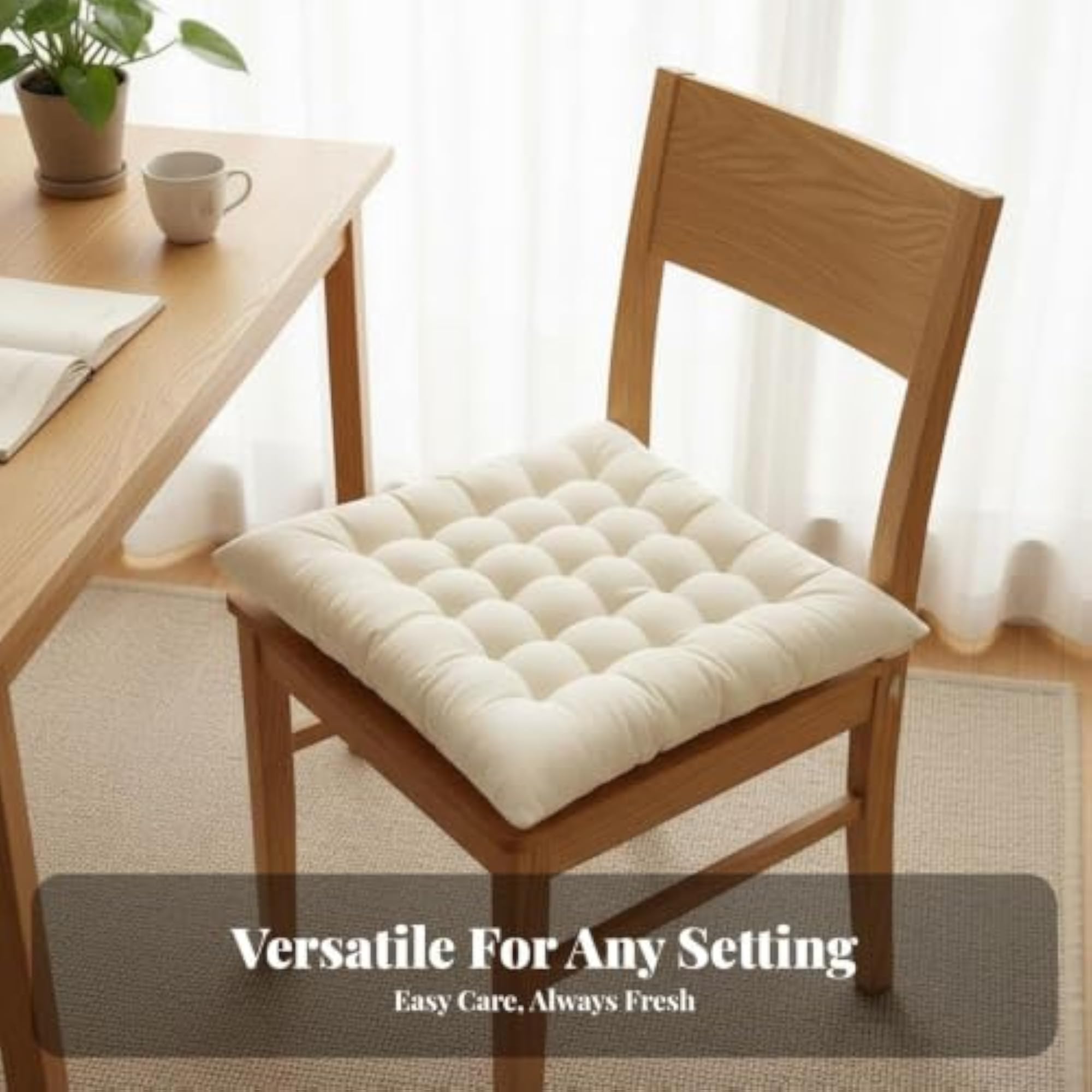 Solid Color Tufted Chair Cushion, Square