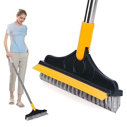 VIHLANATH Stainless Steel 2 In 1 Bathroom Cleaning Brush Wiper Tiles Cleaning Bathroom Brush Floor Scrub Brush With Long Handle 120? Rotate Home Kitchen Bathroom Cleaning Brush (Multi-Colour) at Rs. 99