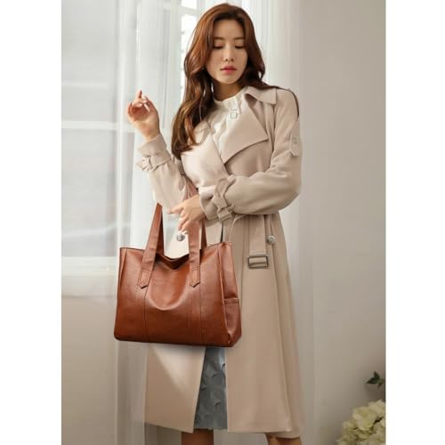 Bolso tote vintage de PU 36x28x10 cm miniatura 2