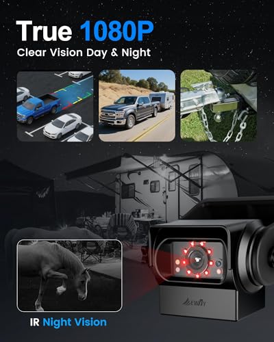 EWAY 2X Magnetic Wireless WiFi Backup Camera 7\" IPS Monitor HD 1080P Rechargeable Battery No Wiring, Rear Reverse Monitoring Hitch Camera for Car Truck Pickup RV Camper 5th Wheel Horse Boat Trailer