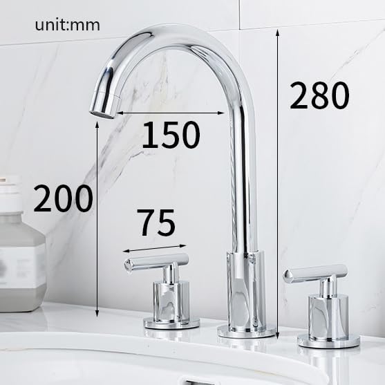 Robinet de lavabo pivotant CMBSSTFC mitigeur laiton 3 trous pour vasque