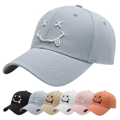 errcom Baseball Cap with Embroidered,Plain Hats Unisex Adjustable Cotton 6 Panel Vintage Trucker Hat Peak Cap Golf Running Hat Outdoor Cap Blue