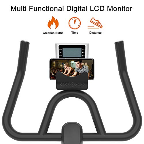 Ativafit Exercise Bike Stationary Indoor Cycling Bike 35 lbs Flywheel Belt Drive Workout Bicycle Training LCD Monitor / Ipad Mount / Adjustable Handlebar for Home Cardio Workout