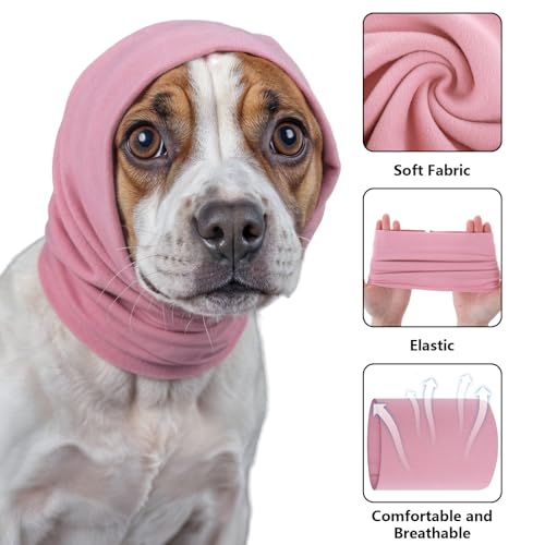 Image of oruola 3pcs Ear Covers for Dogs, Cotton Dog Ear Wrap, Soft,Breathable and Warm Ears Wraps for Dog, for Noise Grooming Anxiety Calming (Black, Purple, Pink)