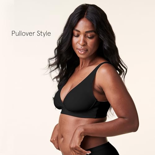 Image of Bravado Designs Ballet Seamless Crossover Maternity Nursing Bra for Breastfeeding, Pull Away Sleep Pregnancy Bra, Oeko-TEX Certified, Black, XX-Large