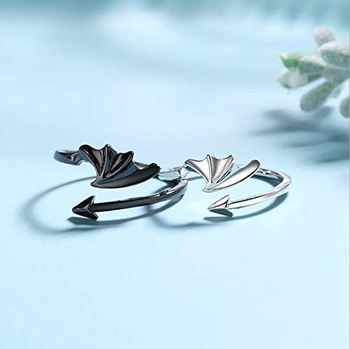 Image of Angel VS Devil Wings Couple Ring Creative Simple Living Mouth Jewelry Gifts for Girlfriends