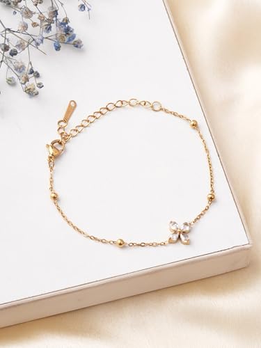 Image of PALMONAS Graceful Flower Bracelet for Women - Jewellery Gift for Girls & Women, Waterproof Anti Tarnish Bracelets | Stylish & Trendy Bracelet for Ladies