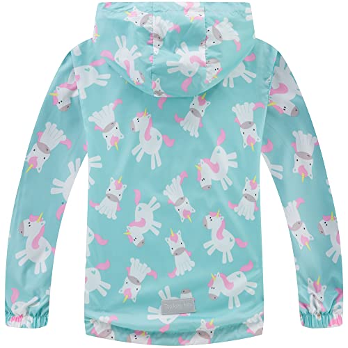 Image of Fewlby Girls 10-11 Years Rain Jackets Waterproof Lightweight Hooded Cotton Kids Outdoor Raincoats Breathable Windbreakers