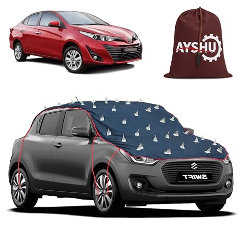 Image of AYSHU Water-Resistant Spike Car Cover for Toyota Yaris - Protects from Dogs, Monkeys, Dust, Sunlight & UV - Full Roof Universal Fit