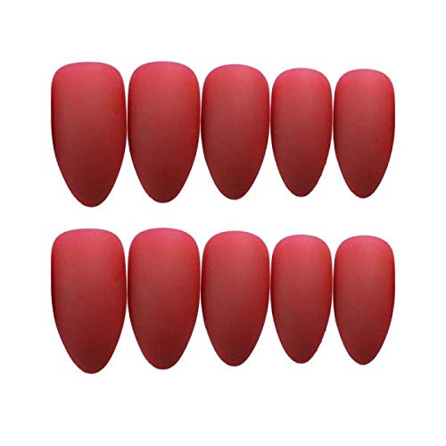 24Pcs Full Cover Pointed Head Scrub Rot Frisches Temperament Matt Falsche Nägel Tragbar Stiletto Fake Press On Nails… – Bild 5