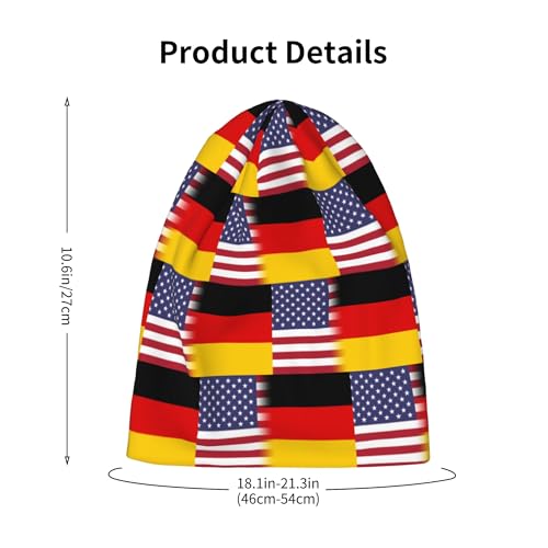American Flag and German Flag Kids Leisure Elastic Knitted Hat Junior Large Size Knit Cap Child Beanie Black2