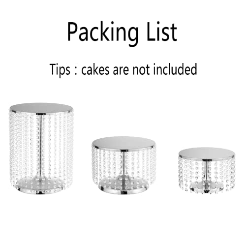 3Pcs/Set Cake Stand With Metal Mirrored, Round Wedding Cake Stand Silver, Bling Cake Stand Trays For Wedding Table, Baby Shower, Birthday, Anniversary #TOP5