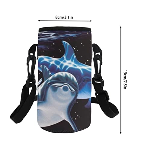 COEQINE Water Bottle Carrier Bag Holder Pouch Neoprene Insulated with Cute Sea Dolphin Pattern for Adult Kids Adjustable Shoulder Strap,for Hiking Travel Outdoor,for Stainless Steel and Plastic Bottle - Image 4