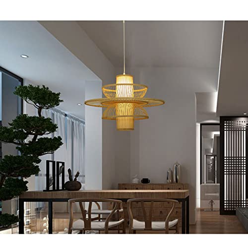 Lampe suspendue en bambou 60cm style rustique et rétro avec douille E27 - 6