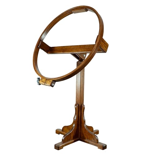 DutchCrafters Solid Oak Wood 22 Inch Round Extra Large Tilting Quilt Hoop with Stand Quilting Frame for Hand Quilting - Amish Made in America (Michaels Cherry)