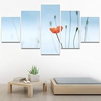 SIGNWIN 5 Panel Canvas Wall Art Lone Flower for Home Decorations Ready to Hang - 60