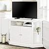 Walker Edison Simple Farmhouse Wood Universal TV Stand with Storage Cabinets for TV's up to 58" Flat Screen Living Room Entertainment Center, 52 Inch, White 41ovCXR9nvL. SS100