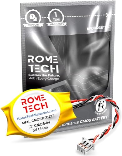 Rome Tech CMOS Battery for Dell Latitude E5400, E5410, E6400, E6400 ATG, E6410 Laptop BIOS CR2032 with 3 Pin Wire Cable