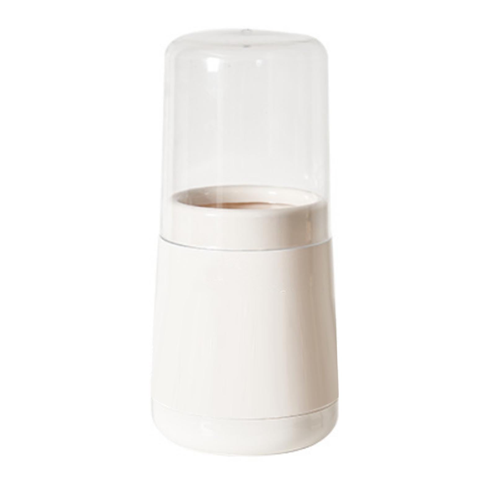 Restokki Plastic Round Kitchen Utensil Holder with Lid, Cutlery Drainer Countertop Organizer for Chopsticks Spoons Forks Cream