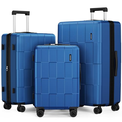 SHOWKOO Luggage Sets 3 Piece Hardside Expandable Lightweight PC Suitcase Sets with Double Spinner...