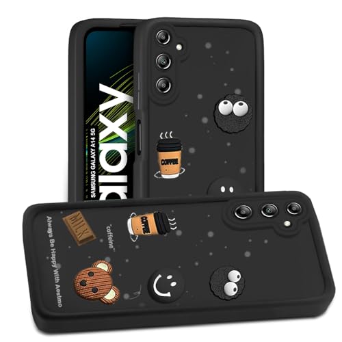 Image of AESTMO Back Case Cover for Samsung Galaxy A14 5G Cover | Cute Fun Cartoon 3D Ball | Coffee Silicone Case | Full Body Protection | Camera Protection Back Cover for Samsung Galaxy A14 5G (Black)