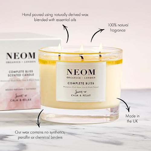 NEOM-Complete-Bliss-Scented-Candle-3-Wick-Blush-Rose-Lime-Black-Pepper-Essential-Oil-Aromatherapy-Candle-Scent-to-De-Stress NEOM Complete Bliss Scented Candle 3 Wick Blush Rose Lime Black Pepper Essential Oil Aromatherapy Candle Scent to De Stress