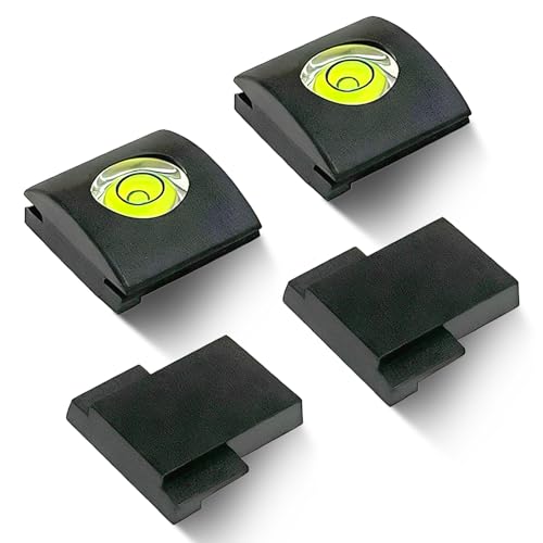 Set di 4 Copri Slitta per Canon – 2 con Livella a Bolla & 2 Coperture Standard, Compatibili con EOS R5C R5 R6 RP R, 5D IV III, 6D II, 7D II, 1D IV, M50, M5 Fotocamere Reflex e Mirrorless.