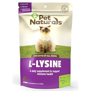 Pet Naturals Lysine for Cats, Chicken Flavor, 60 Chews – Immune and Respiratory Support for Cats – No Wheat or Corn – Vet Recommended